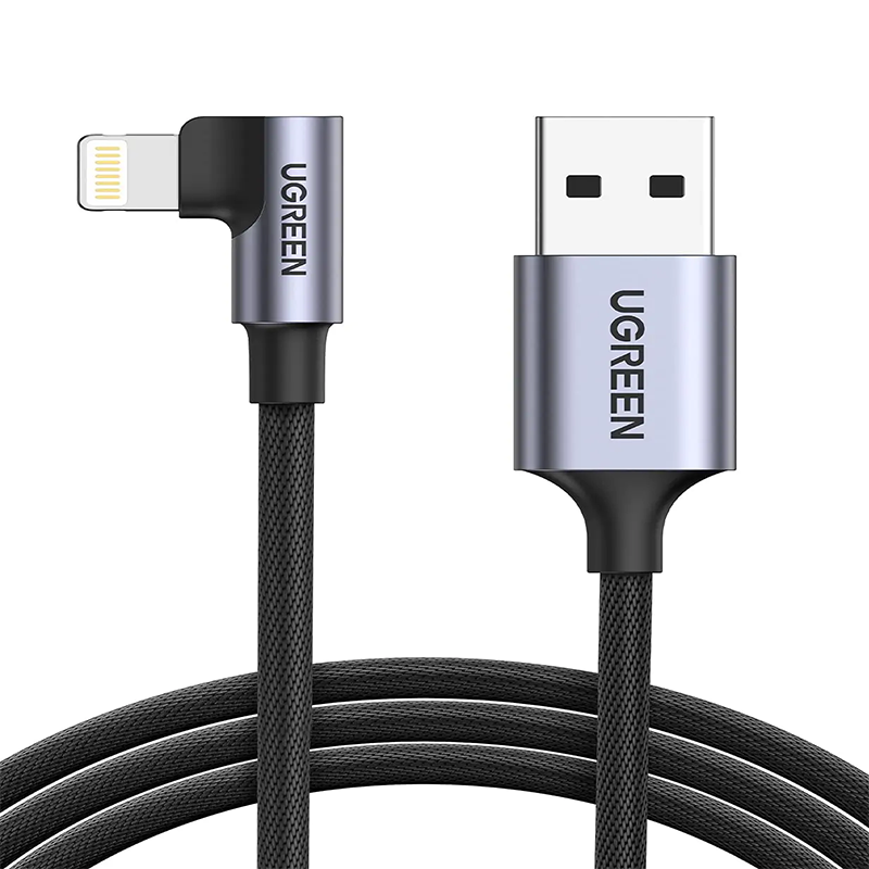 UGREEN USB-C to Angled Lightning Cable Aluminum Shell Braided 2m (Black) UGREEN USB-C to Angled Lightning Cable Aluminum Shell Braided 2m (Black)